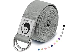 Slim Panda Cinturón de Yoga de Algodón, Práctica Correa Con Bucles Metálicos para Yoga, Estiramiento, Fitness, Pilates y Gimnasia (180 / 250cm)