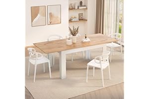 Mobili Fiver, Tavolo allungabile Cucina, Easy, 140(220) x90 cm, Rovere Rustico e Bianco Frassino, per 6-8 persone, Tavolo Cucina, Made in Italy