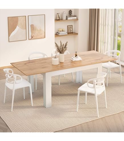 Rechthoekige eettafel, uittrekbaar, moderne woonkamertafel