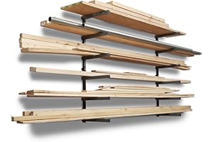 Bora Wood Organizer and Lumber Storage Metal Rack with 6-Level Wall Mount – Indoor and Outdoor Use, Black | PBR-006B