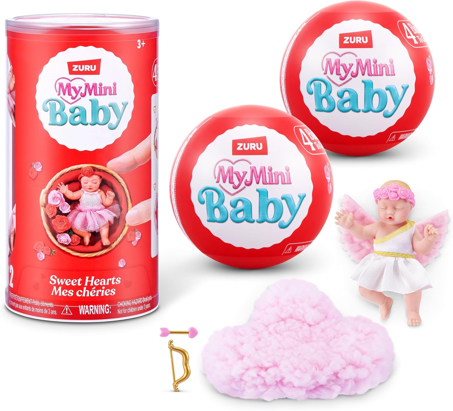 My Mini Baby Sweet Hearts Serie 1 2 Pack de ZURU – Cápsula Sorpresa Coleccionable con Muñeca Bebé, Accesorios y Set de Juego, Juguete Miniatura Realista para Niñas de 3+ Años