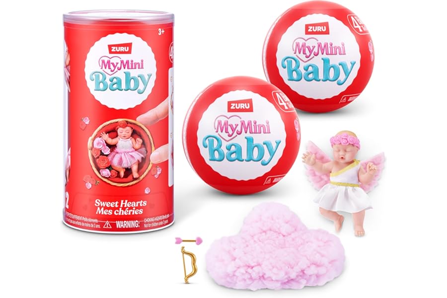 My Mini Baby Sweet Hearts 2 PACK by ZURU – Collectible Mystery Capsule Baby Doll with Accessories & Playset, Realistic Miniature Toy for Girls Ages 3+
