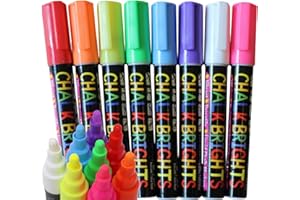 KIDS B CRAFTY Liquid Chalk Pens – 8 Bright Chalk Markers for Blackboards & Chalkboards, Windows & Glass | Erasable 6mm Pens for Kids, Classrooms & Crafts