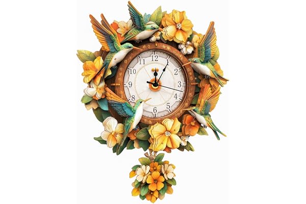 KaayeeWood 3D Puzzle en Bois Horloge Oiseau - Mouche,Kit de Modèle Maquette Adulte en Bois a Construire Idées Cadeaux pour fêtes ou Anniversaires,Décoration pour la Maison
