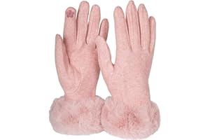 styleBREAKER Guanti touchscreen da donna Unicoloured con bordo in pelliccia sintetica, guanti caldi per le dita, inverno 09010038