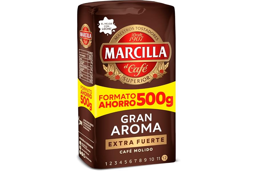 Marcilla Café Molido Extra Fuerte | 500 g | Intensidad 12 | Para Cafetera Italiana, de Filtro o Pistón
