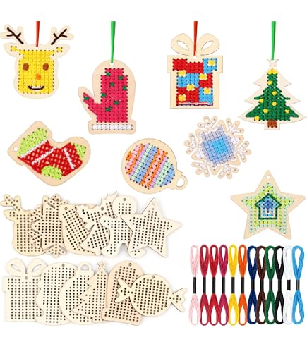 YEESAM ART Kreuzstich-Set „Weihnachtsbaum“ – DIY Stickpackung Auf 14 CT Weißem Stoff, 48x66 Cm