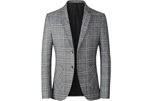 pvucpot Giacca sportiva da uomo, vestibilità normale, blazer, moderna, per il tempo libero, elegante, formale, festival, abbigliamento per ufficio, business, matrimonio, feste, ballo di fine anno