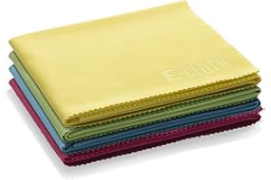 E-Cloth Glass & Polishing Cloth, Sustainable Microfibre Cleaning Cloth Set, Perfect Cleaner for Glass, Windows and Mirrors, Washable and Reusable, 100 Wash Promise, Assorted Colours, 4 Pack