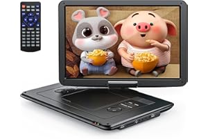 YOTON Lettore DVD portatile da 16.9" con schermo girevole HD da 14.1", con 1.8m Caricatore per Auto, Funzione di riproduzione memoria, supporto USB/SD [Blu-ray non supportato]