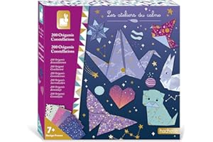 Janod - Kit Origami pour Enfants - 200 Feuilles de Papier avec Effets Visuels et 15 Modèles - DIY - Les Ateliers Du Calme - Kit Loisir Créatif Enfant - Concentration et Créativité - Dès 7 Ans - J09167