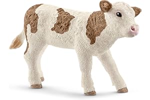 SCHLEICH Farm World | Fleckvieh-Kalb 13802 Bauernhof Spielfigur | detailgetreue Tierfiguren | tolles Geschenk für Jungen und Mädchen | Bauernhof Spielzeug ab 3 Jahre | 8 x 3 x 5 cm