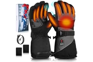 Jkevow Beheizbare Handschuhe für Herren Damen, Beheizte Handschuhe mit 5V 5000mAh Wiederaufladbarer Akku, 3 Heiztemperatur Einstellbare Motorradhandschuhe für Radfahren, Wandern, Skifahren
