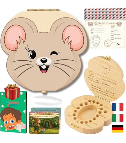 Spruchreif Scatola Portadenti In Legno D'Acero Con Incisione E Coperchio A Vite, 6x4 Cm – Regalo Per Bambini Dalla Fatina Dei Denti