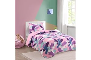 NH NOVOTEXTIL HOGAR Colcha Boutí Cama 90 (180x270) Estampada - Colores Vivos para Primavera y Verano - Algodón y Poliéster - Cubrecama con Acolchado Ligero 200 gr/m2 - Incluye 1 Funda de Almohada (50x70) (Lieja)