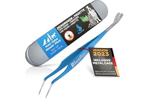 BluePet 2-i-1 Fästingspak och tång i rostfritt stål - pålitlig fästborttagare för hundar, katter, hästar och män - perfekt för alla nödsatser mot fästingar