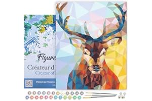 Figured'Art Paint by Numbers for Adults with Frame Modern Reindeer 40x50cm - Craft Art Painting DIY Kit Canvas Already Stretched on a Wooden Frame