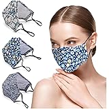 Fashion Flower Print Face Masks with Filters Slot - Reuseable Washable Face Coverings