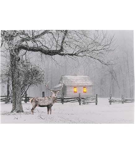 Quadro LED Su Tela Con Candela Tremolante - 30x30 Cm - Batterie Incluse - Decorazione Murale - Foto 7