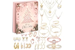 IMNBEST Calendrier de l'Avent Bijoux Femmes 2024 Calendrier de Noël Filles, 24 surprises - Bracelet Collier Boucles d'oreilles, Calendrier à rebours, Cadeau de Noël pour Femmes Filles Adolescentes