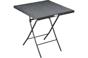 Casaria Tavolo Pieghevole in Polyrattan 65x65cm Salvaspazio Max Carico 60kg Giardino Esterno Terrazza Balcone Campeggio