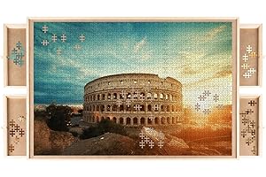 MT MALATEC Tavola in legno per puzzle fino a 1500 pezzi con 4 cassetti di smistamento – piano liscio 89×69 cm, bordo anticaduta – MALATEC, per adulti e famiglie