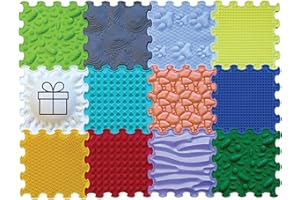 ORTOTO 12 Massage-Puzzle-Bodenmatten, orthopädische Spielmatte für Kinder, sensorisches Spiel, ineinandergreifende Bodenfliesen, Puzzlematten-Set (All-IN-ONE)