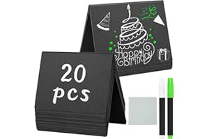 JEFURE 20 Stück PVC Mini Kreidetafeln zum Beschriften, V-Form Kleine Tafel für Preisschilder Aufsteller, Tischkarten, Buffet Schilder, Mini Tafeln mit 2 Stifte und 1 Putztuch für Party, Restaurant