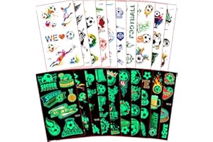 BOYATONG Regalos de fútbol para niños, 20 hojas, fútbol infantil, tatuaje, regalo de cumpleaños infantil, 4, 5, 6, 7, 8, 9, 10 años, objetos pequeños para calendario de Adviento, regalos de Papá Noel, regalos