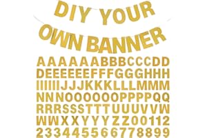 MIFENGDAER DIY Banner Kit with Letters Glitter Letters Gold Customizable Birthday Banners Graduation Custom Party Hanging Banner for Graduation Wedding Party Baby Shower Decoration (Gold)