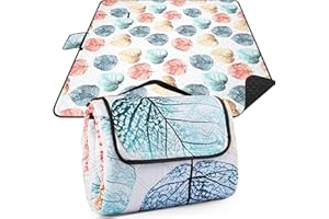 CUSHSUNR Waterproof Picnic Blanket, Extra Large Outdoor Picnic Mat for Beach Camping, 200x200 cm Cotton Thick Foldable & Washable & Sandproof Travel Rug With Carrying Handle for Family,Beach,Hiking,Garden