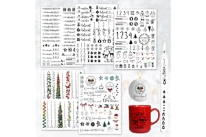 NTWDBY 6 Stück Kerzentattoo Weihnachten, A5 Kerzen Tattoo Folie Advent, Kerzentattoos Wassertransferdruck, Wasserschiebefolie Kerzen Tattoo, für Adventskerzen, Tasse, Keramik (A)