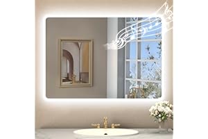 STARLEAD 500x700 mm Bathroom-Mirror-with-LED-Lights for Wall, Bluetooth, Anti-Fog, 3 Colors Dimmable Bathroom-LED-Mirror, Memory Function, HD Tempered Glass, IP44 Smart-Mirror(Horizontal/Vertical)