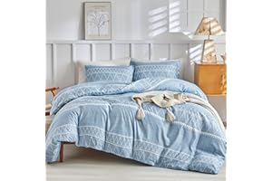 Tokokimo Set Copripiumino Matrimoniale 260x240cm, Copripiumino Matrimoniale 3 Pezzi in Microfibra Con Motivo Bohémien, Comprendente 1 Copripiumino 260x240 + 2 Federe 50x80, Blu