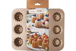 Decora, 0070104 Stampo Gold Line Tortine, 12 Cavità Ø 5,5 x 4,5 cm, Ideale per preparare delle graziose tortine, In Robusto Metallo Antiaderente