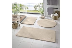 ‎TARACARPET Taracarpet Badematte Fiona rutschfest waschbar Badezimmerteppich sehr weich und als Set kombinierbar Uni Creme 080x150 cm