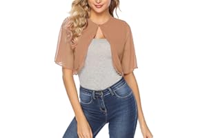 Irevial Bolero Mujer Fiesta Elegante Cardigan Corto Torera de Gasa Mujer Ligera Cardigan Shrug Top Chiffon Transparente Torera Boda Chal de Fiesta para Primavera Verano