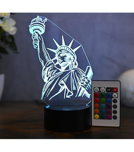 Schlummerlicht24 Nachtlampe Freiheitsstatue – LED-Deko-Licht Mit Individuellem Namen, Geschenk Für USA-Fans, Wanddeko Aus Holz