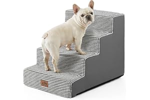COZY KISS Schody dla małych psów, schody dla zwierząt domowych z szczelną osłoną, rampa dla kota z pianki o wysokiej gęstości, na łóżko, kanapę lub sofę, lekkie, trwałe, wygodne, 45 x 60 x 45 cm, 4