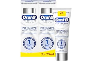 ‎ORAL-B Oral-B Pro 3D White Clinical Intensive Whitening Toothpaste, 2 x 75 ml, Toothpaste for Whiter Teeth in 1 Day, Made in Germany, Cool Mint Flavour