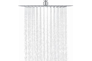 DETBOM Duschkopf Regendusche 40x40cm/16 Zoll Quadrat, 304 Edelstahl Regendusche Duschkopf Wassersparender mit 324 Silikondüsen mit Antikalk-Funktion, Regenduschkopf 360° Drehbar, Chrom