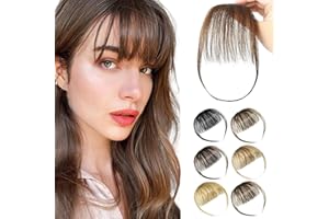 PARXITN Clip in Bangs Echthaar Front Fringe Air Bangs Haarverlängerungen Pony Haare für Frauen Natürlich Kakaobraun