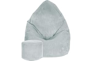 DreamRoots Pouf Poltrona Sacco Moderno e Morbido di Velluto - Poltrona Sacco Pouf 80x80x120 cm Include Poggiapiedi e Fodera - Puffo per Sedersi - Pouf Poggiapiedii - Bean Bag