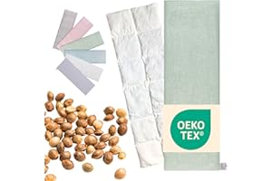 ‎FLORA FURORA Kirschkernkissen Mikrowelle GROß XXL 60x20 cm lang - OEKO TEX Körnerkissen für Nacken, Schulter, Rücken, Bauch | schadstofffreies Bio Traubenkernkissen Wärmekissen für Erwachsene - Grün