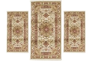CARILLO Set Parure Tappeto + Scendiletto 3 pz Tappeti Obama art. Artemis P482 BEIGE