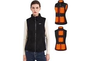 Hecusma Polaire Gilet Chauffant Femme avec 16000mAh 7.4V Batterie incluse, Polaire Femme Gilet Chauffant Electrique, Sherpa Gilets pour Ski Extérieur