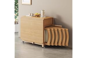 ORZSSJ Rmeet Juego Table De Kitchen Plegable, Table Abatible De Madera con 6 Sillas, Table De Kitchen Table De Comedor Extensible para Restaurante Kitchen Sala De Estar Comedor-1.4m