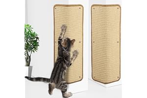 FCHERP 2er-Kratzmatte Katze aus Sisal,60x30cm Heftklammer Kratzbretter an Ecker, Kratzteppich, katzenkratzbretter,kratzmöbel schutzung,Kratzschutz an Wand/Sofa/Bett