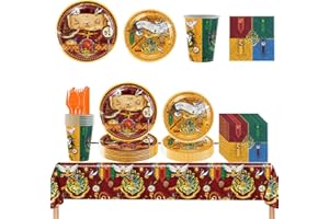 BlinBlin Magischer Birthday Party Geschirr, Partygeschirr Geeignet für Hary Pot, Pappteller, Tassen, Servietten, Besteck-Set, Let's Get Wild für Geburtstag, für 10 Gäste