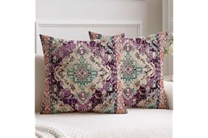 Vorysum Retro poszewki na poduszki na sofę 40 x 40 cm fioletowy boho zestaw 2 aksamitnych dwustronnych poduszek na sofę abstrakcyjny wzór kwadratowa dekoracyjna poszewka na poduszkę do ogrodu salonu